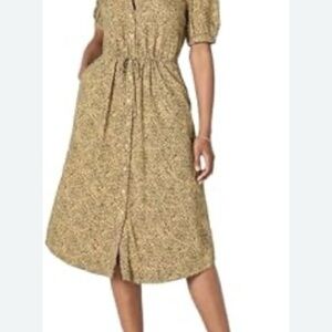 Amazon Essentials Mustard Floral Midi Dress